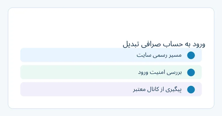 راهنمای تصویری ورود به حساب صرافی تبدیل و سه اقدام ضروری